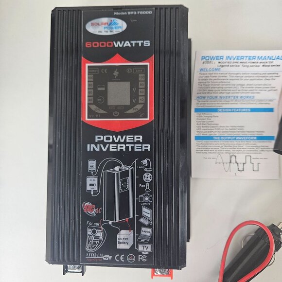 Solar Inverter Kit 18W Solar Panel 6000W Car Power Inverter LCD 30A Solar Charge - Picture 12 of 16